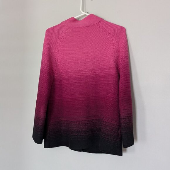 JONES&CO Pink/Black Gradient Sweater 100% Cotton Toggle Closure Women's Size L - Picture 2 of 10